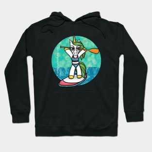 SUP Unicorn Blue on Paddleboard — Original Illustration Hoodie